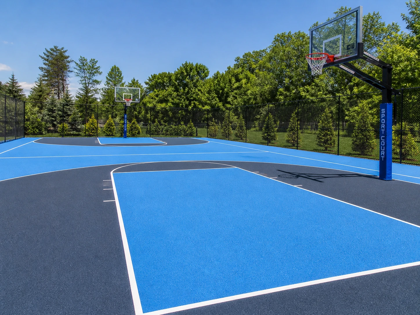 Revêtement sol basket extérieur en résine bleu foncé Living Stone