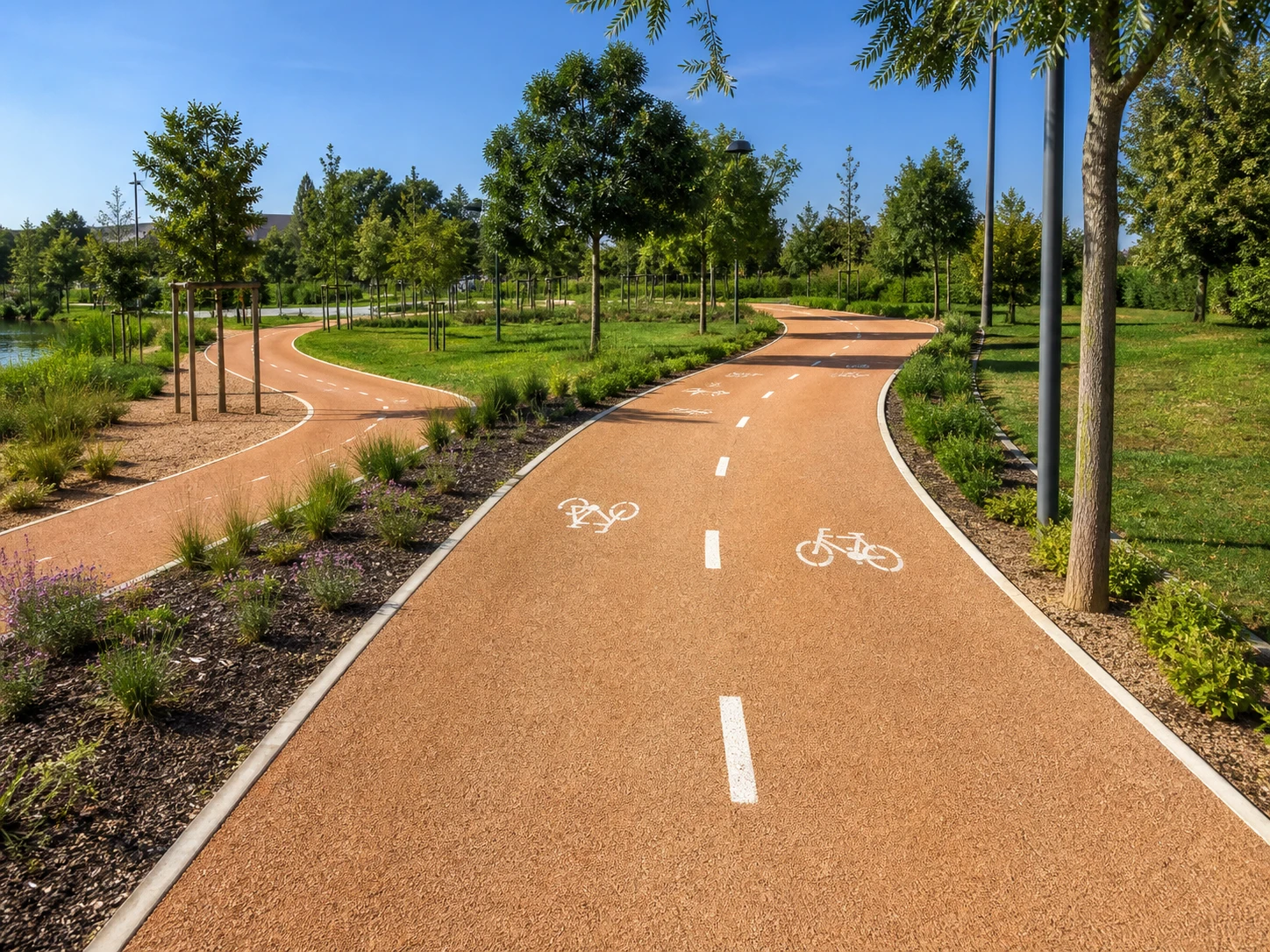 Revêtement résine drainant pour piste cyclable Living Stone