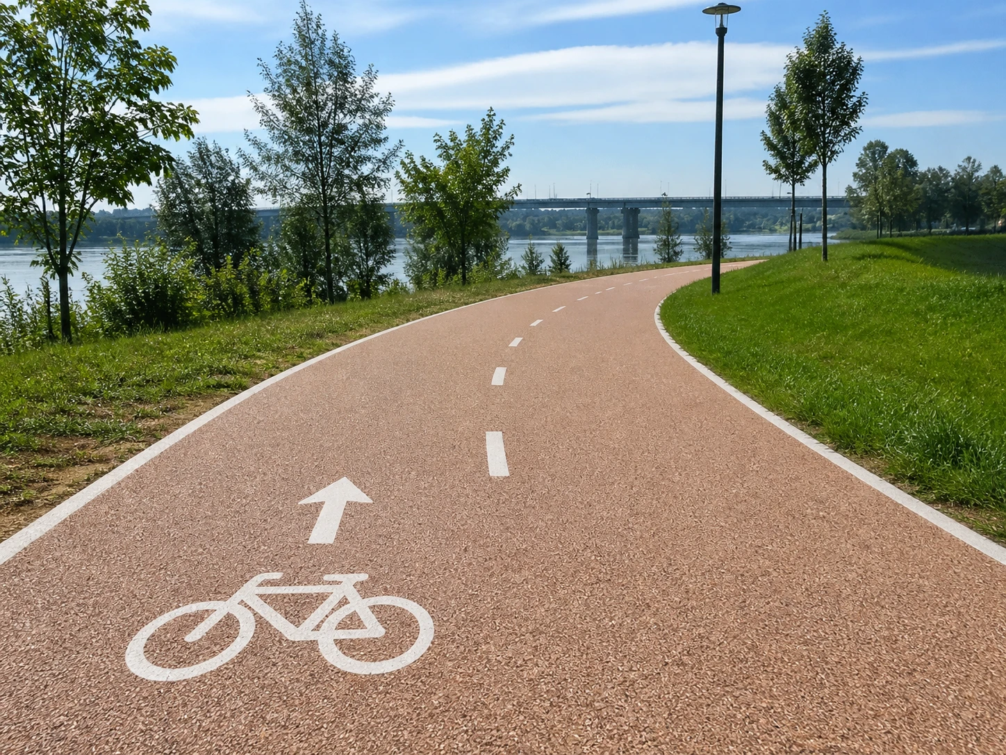 Piste cyclable en moquette de pierre Living Stone — revêtement résine drainant