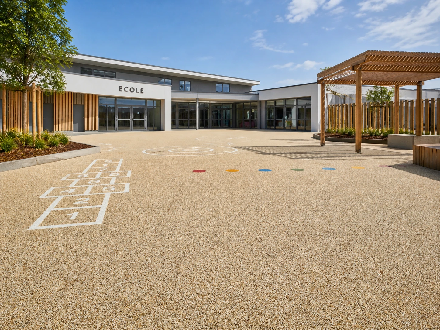 Cour d'école en moquette de pierre Living Stone — vue d'ensemble